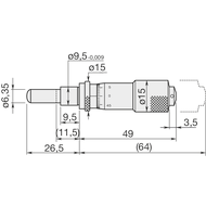 Einbaumessschraube 0-15mm (0,01mm) ballige Messflächen, Spindelklemmung