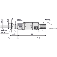 Einbaumessschraube 0-25mm (0,001mm) mit Spannmutter, mit Ratsche