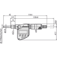 Einbaumessschraube digital 0-25mm (0,001mm) IP65 flach, ohne Spannmutter