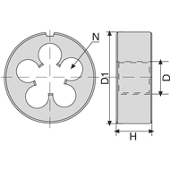 Threading die HSS-E 25x9mm M3 6g, vapour-treated