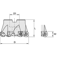 Face and copy milling cutter 52mm for 4 indexable inserts OCKX/XCKX/RCKX/SAHT