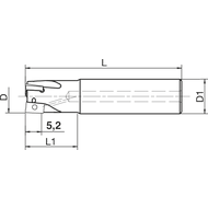 End milling cutter 90° 10 x 100, shank 10 mm, for 2 x AP..0602