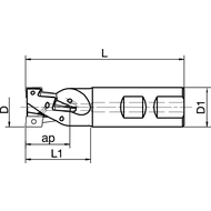 Roughing spiral flute milling cutter 90° 20x86mm shank 20mm, for 4 II AP..1003