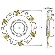 Disc milling cutter 100x27mm, width 4mm, for 12 indexable inserts SNHX1102T