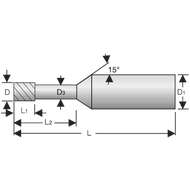 Solid carbide mini-end milling cutter 40° 0,2mm L2=0,5mm, Z=2 RockTec-65