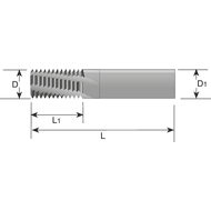 Solid carbide thread mill Ww55° 28 thread/inch, L1=9,5mm D1=Ø6mm, TiAlN
