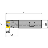 End milling cutter 90° 10x150mm, shank 16mm, for 1 indexable insert AP..1003