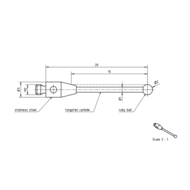 Stylus, carbide M2 S=2,0 L=20mm ruby ball