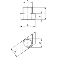 510-M16x28 Muttern für T-Nuten 'Rhombus', D x Nut= M16x28, Festigkeitsklasse=8